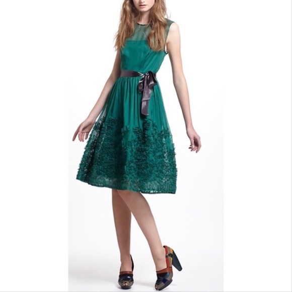 Anthropologie Dresses & Skirts - Anthropologie Emerald Fit Flare Dress